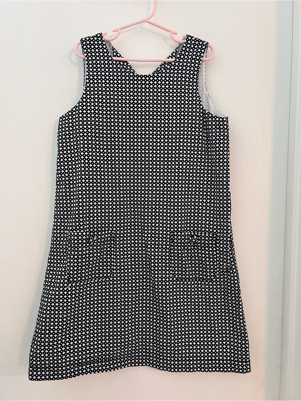 Crewcuts Girls Navy White Geometric Print Sleeveless Dress Size 8 9 Large